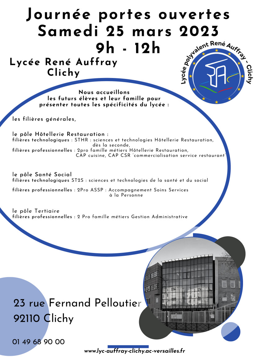 Journée Portes Ouvertes le samedi 25 mars