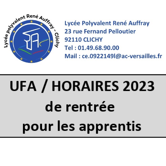 UFA – Dates et horaires de rentrée 2023